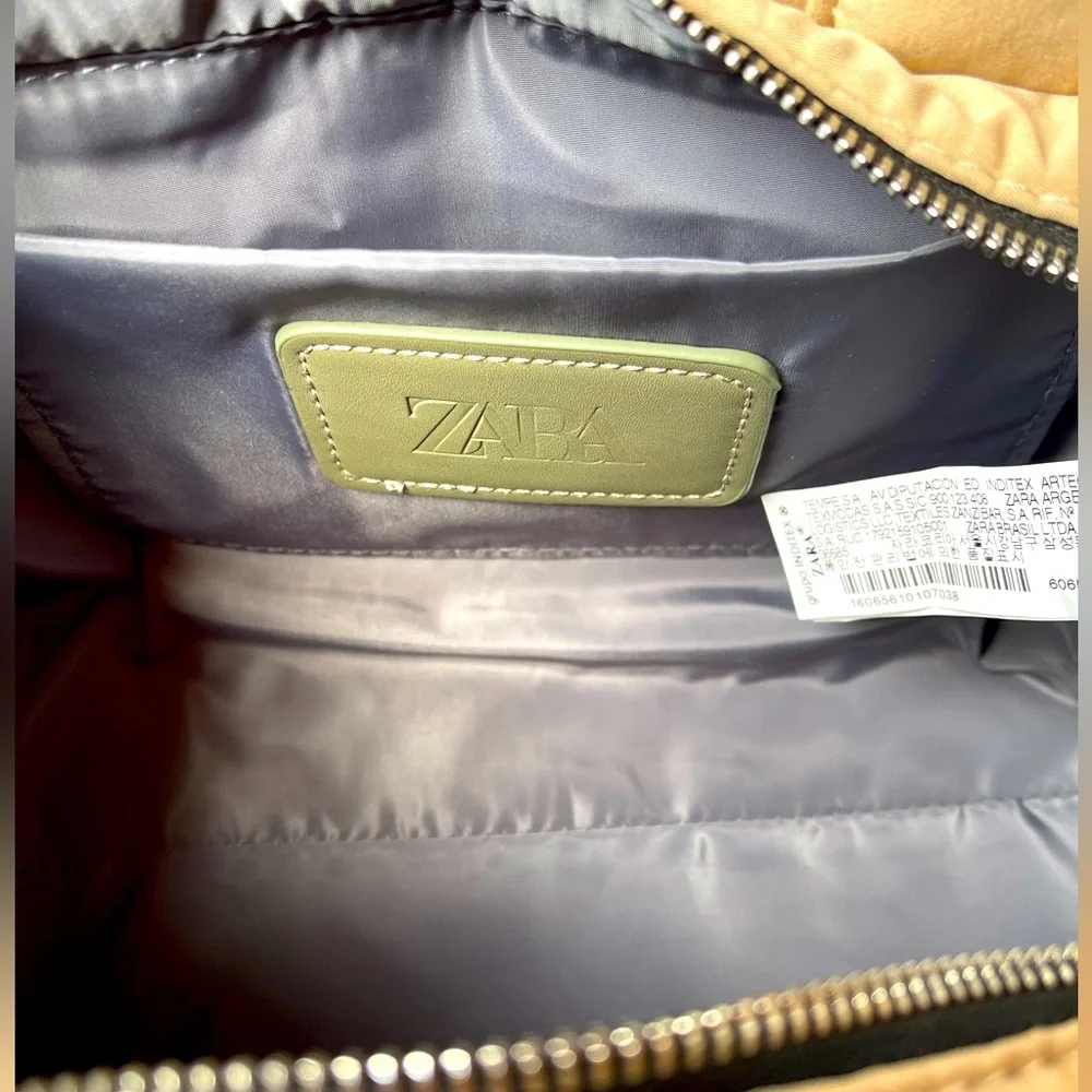 Zara Quilted Shopper Bag Sand With Top Handle